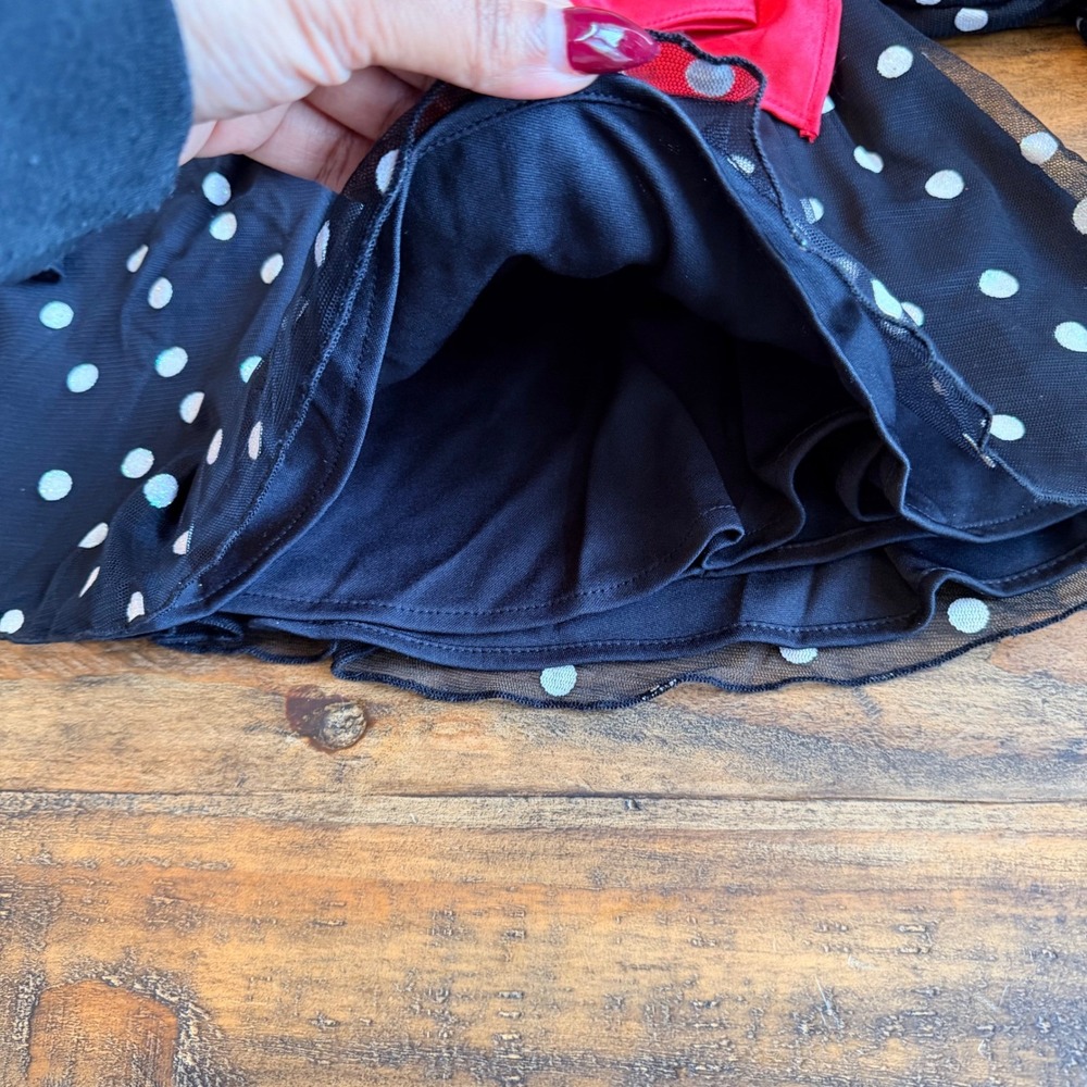 Rare Editions Baby Girls Black White Polka Dot Dress Red Bow 12M Minnie Mouse - Picture 5 of 6